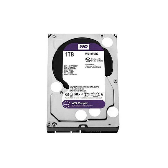 3.5" HDD 1TB WESTERN DIGITAL PURPLE (SURVEILLANCE HDD) WD10PURZ, 5400RPM, SATA3 6GB/S, 64MB (HARD DISK INTERN HDD/ВНУТРЕННИЙ ЖЕСТКИЙ ДИСК HDD)