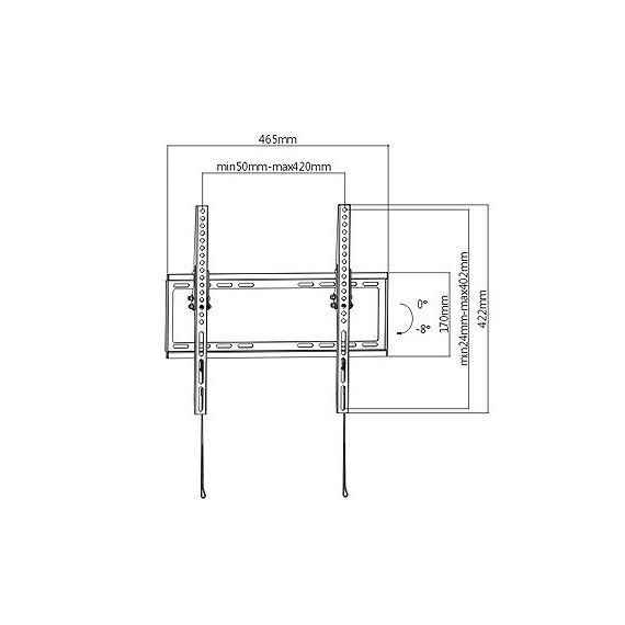 FLAT PANEL WALL SUPPORT BRATECK KL22-44T FOR TV SCREEN SIZE 32" - 55", TILT FROM +0° TO -8°, SUPER SLIM DESIGN 20.5MM, VESA 200X200, 400X200, 300X300, 400X400, 35KG (SUPORT DE PERETE PENTRU TV/КРЕПЛЕНИЕ ПОДВЕС НАСТЕННЫЙ КРОНШТЕЙН ДЛЯ ТЕЛЕВИЗОРА)