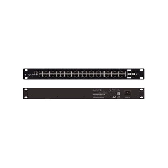 КОММУТАТОР UBIQUITI EDGESWITCH LITE 48, 48 GIGABIT RJ45 PORTS, 2 SFP+ PORTS, 2 SFP PORTS, SERIAL CONSOLE PORT, NON-POE, NON-BLOCKING THROUGHPUT: 70 GBPS, SWITCHING CAPACITY: 140 GBPS, FORWARDING RATE: 104.16 MPPS, ES-48-LITE