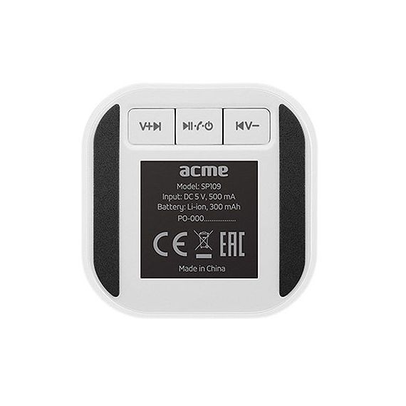 ACME SP109W DYNAMIC BLUETOOTH SPEAKER WHITE, 3W, 90HZ-20KHZ, 80 DB, LI-POLYMER 300 MA, BATTERY LIFE: UP TO 6 HOURS, USB