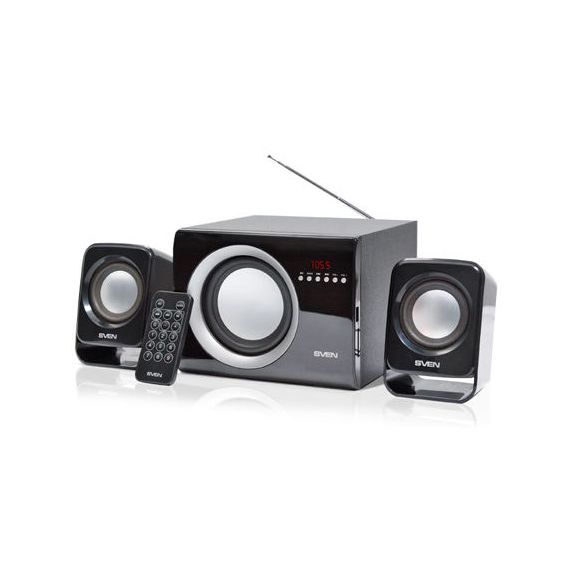 ACTIVE SPEAKERS SVEN MS-300 BLACK, MINI MUSIC SYSTEM: FM TUNER, USB PORT, SD SLOT ( 2.1 SURROUND, RMS 12W, 6W SUBWOOFER, 2X3W SATELLITES ) (BOXE SISTEM ACUSTIC/КОЛОНКИ АКУСТИЧЕСКАЯ СИСИТЕМА), WWW