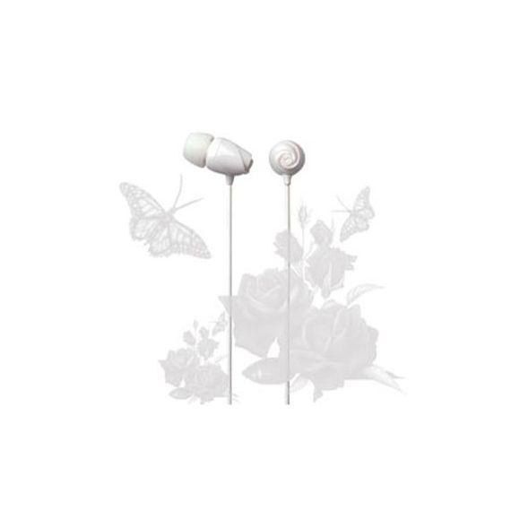 E11018 ELECOM "ROSE" FLOWER SHAPED STEREO HEADPHONES (WHITE), 20 HZ TO 20 KHZ, 16 OHM, 97 DB/1 MW (MINI CASTI/МИНИ НАУШНИКИ)