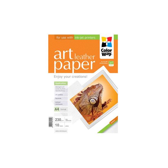 COLORWAY ART LEATHER GLOSSY FINNE PHOTO PAPER, 230G/M2, A4, 10PACK
