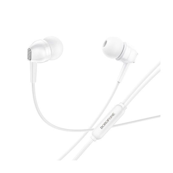 BOROFONE BM51 WHITE (728890) HOARY UNIVERSAL EARPHONES WITH MICROPHONE, SPEAKER OUTER DIAMETER 10MM, CABLE LENGTH 1.2M, MICROPHONE