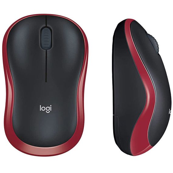 LOGITECH M185 RED WIRELESS MOUSE, USB, 910-002240