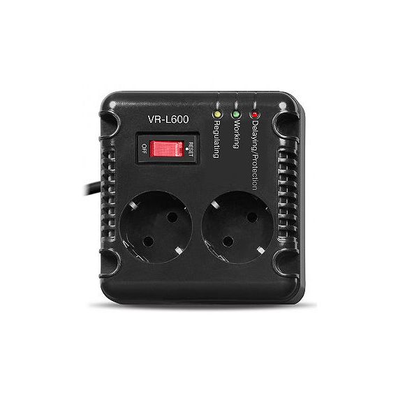 SVEN AUTOMATIC VOLTAGE REGULATOR VR-L600, 600VA/200W, INPUT 184~285V, OUTPUT 230V -14/+10%, 2 SOCKET