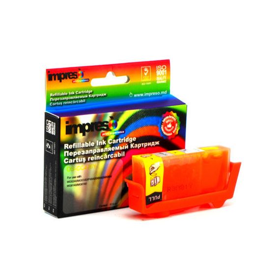 IMPRESO IMP-DS-CC426Y YELLOW REFILLABLE CANON IP4840/4940/ MG5140/5240/ 5340/6140/ 6240/8140/ 8240/MX714/ 884/894/ IX6540, W/CHIP