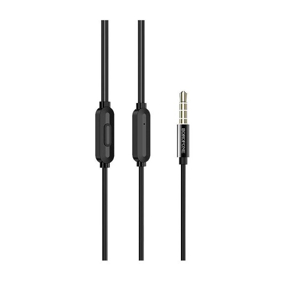 BOROFONE BM52 BLACK (728906) REVERING WIRED EARPHONES WITH MICROPHONE, SPEAKER OUTER DIAMETER 9MM, CABLE LENGTH 1.2M, MICROPHONE