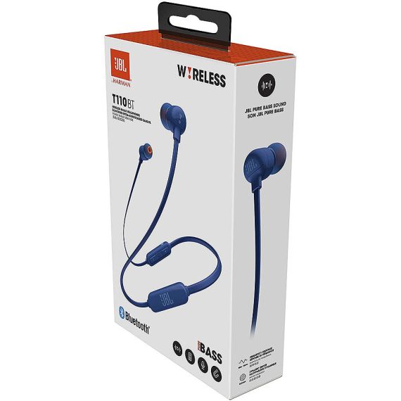 JBL TUNE T110BT BLUE BLUETOOTH WIRELESS IN-EAR HEADPHONES, 20HZ-20KHZ, 16 OHMS, 96DB, MICROPHONE, REMOTE, BT4.0, 120 MAH LITHIUM-ION POLYMER UP TO 6 HOURS, JBLT110BTBLU (CASTI CU MICROFON FARA FIR JBL / БЕСПРОВОДНЫЕ НАУШНИКИ С МИКРОФОНОМ JBL)