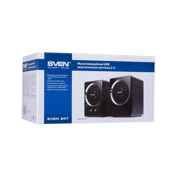 ACTIVE SPEAKERS SVEN 247 BLACK USB, RMS 4W, 2X2W