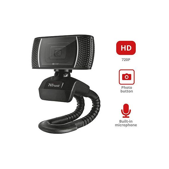 TRUST TRINO HD VIDEO WEBCAM, 720P HD WEBCAM WITH CONVENIENT BUILT-IN MICROPHONE, 1,43M, USB