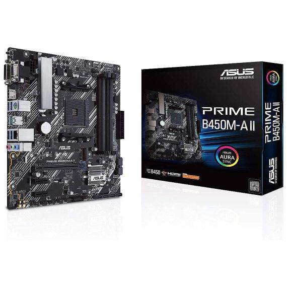 МАТЕРИНСКАЯ ПЛАТА ASUS PRIME B450M-A II AMD B450, AM4, DUAL DDR4 4400MHZ, PCI-E 3.0/2.0 X16, HDMI/DVD-D/D-SUB, USB 3.1, SATA RAID 6GB/S, M.2 X4 SOCKET, SB 8-CH., GIGABITLAN, AURA SYNC,