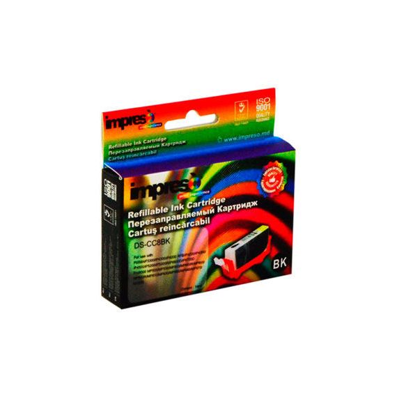 IMPRESO IMP-CCLI-8BK BLACK REFILLABLE CANON IP3300/ 3500/ 4200/ 4300/4500/ 5200/ 5300/ 6600/ MP500/510/520/ 530/600/ 610/800/810/ 830/950/ 960/970/ MX700/850, W/CHIP