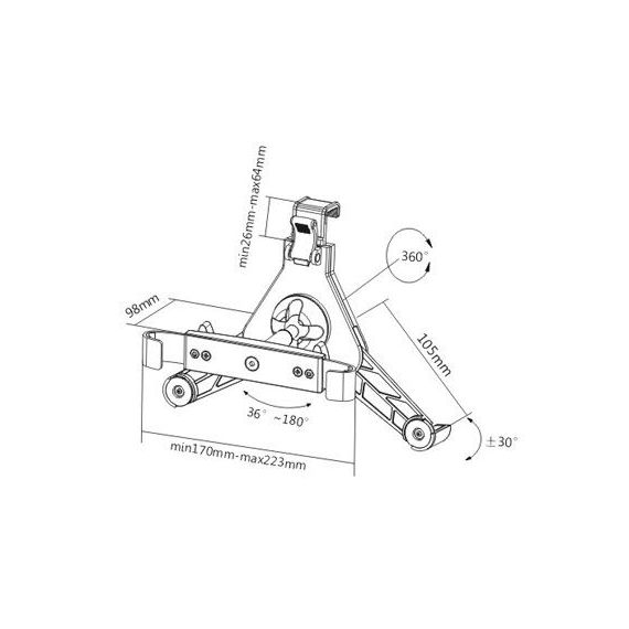 BRATECK TABLET IN CAR STAND (HEADREST) PAD4-12, UNIVERSAL FOR 8.9"-10.4" TABLETS (SUPORT AUTO UNIVERSAL PENTRU TETIERA PENTRU TABLETA/ДЕРЖАТЕЛЬ АВТО ДЛЯ ПОДГОЛОВНИКА ДЛЯ ПЛАНШЕТА)