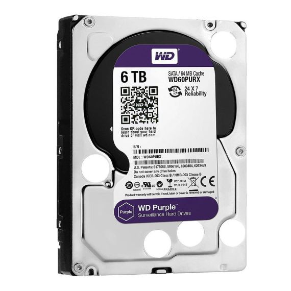 ЖЕСТКИЙ ДИСК 3.5" HDD 6TB WESTERN DIGITAL PURPLE (SURVEILLANCE HDD) WD62PURX, 5400 RPM, SATA3 6GB/S, 64MB (HARD DISK INTERN HDD/ВНУТРЕНИЙ ЖЕСТКИЙ ДИСК HDD)