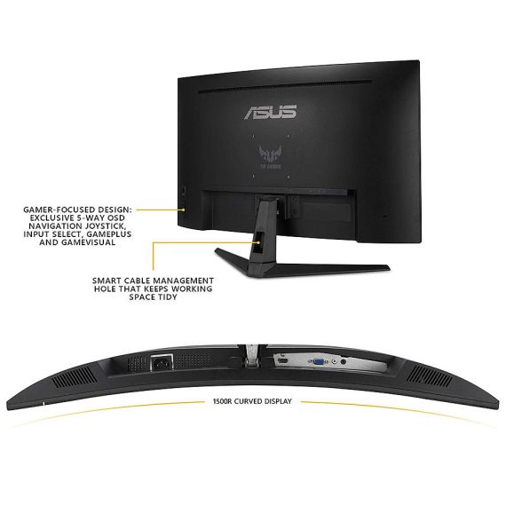 МОНИТОР 31.5" ASUS TUF GAMING VG328H1B CURVED 1500R GAMING MONITOR WIDE 16:9, 0.363, 1MS, 165HZ, FREESYNC PREMIUM, ASUS AURA RGB, CONTRAST 3000:1, SPEAKERS 2X2W, 24 ~180 KHZ