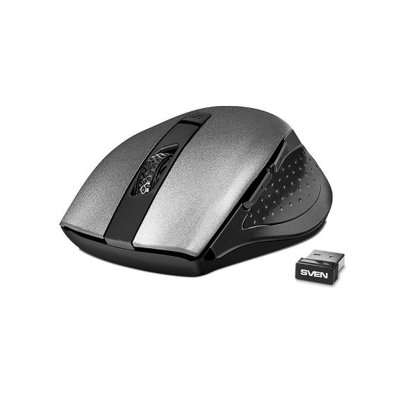 МЫШЬ SVEN RX-425W WIRELESS GRAY, OPTICAL MOUSE, 2.4GHZ, NANO RECEIVER, 800/1200/1600 DPI, DPI RESOLUTION SWITCH, TWO ADDITIONAL NAVIGATION BUTTONS