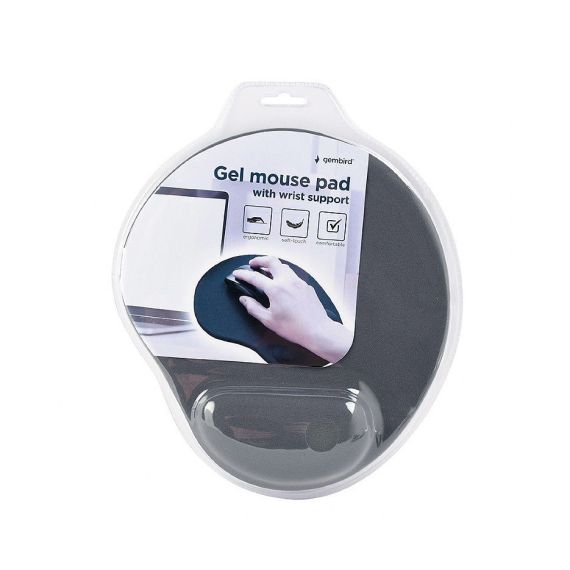 КОВРИК ДЛЯ МЫШИ GEMBIRD MP-GEL-GR, GEL MOUSE PAD WITH WRIST SUPPORT, GREY