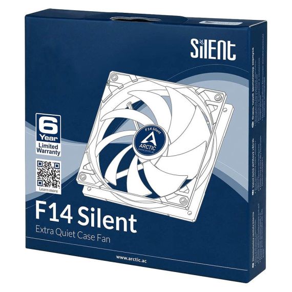 CASE/CPU FAN ARCTIC F14 SILENT, BLACK, 140X140X27 MM, 3-PIN, 800RPM, NOISE 0.08 SONE
