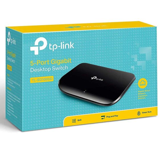 TP-LINK TL-SG1005D 5-PORT GIGABIT SWITCH, 5 10/100/1000M RJ45 PORTS, PLASTIC CASE