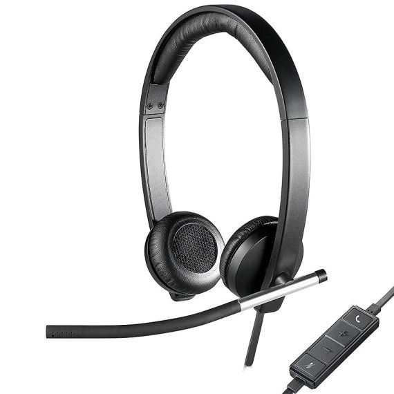 LOGITECH USB HEADSET H650E DUAL, BI-DIRECTIONAL ECM NOISE-CANCELING MIC FREQ. RESP: 100 HZ - 10 KHZ SENSITIVITY: -45 DB +/- 3 DB, 2.5M CABLE, 981-000519 (CASTI CU MICROFON/НАУШНИКИ С МИКРОФОНОМ)