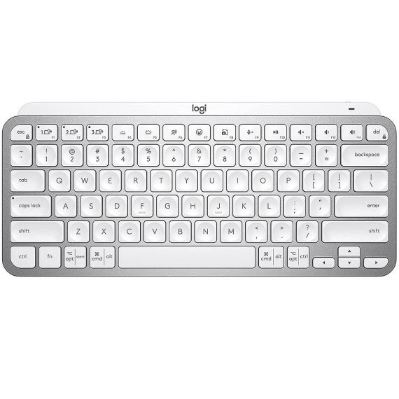 КЛАВИАТУРА LOGITECH WIRELESS MX KEYS MINI MINIMALIS PALE GREY ILLUMINATED KEYBOARD, LOGITECH UNIFYING 2.4GHZ WIRELESS TECHNOLOGY, BLUETOOTH LOW ENERGY, RECHARGEABLE WITH USB TYPE C