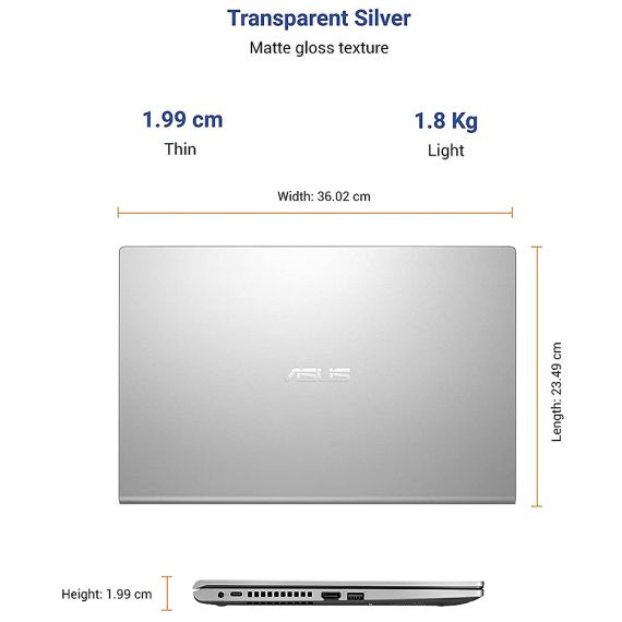 НОУТБУК 15.6 ASUS VIVOBOOK X515JA SILVER, INTEL CORE I7-1065G7 1.3-3.9GHZ/16GB DDR4/SSD 512GB/INTEL IRIS PLUS GRAPHICS/WIFI 802.11AC/BT/USB TYPE-C/HDMI/HD WEBCAM/15.6" IPS FHD ANTI-GLARE 250NITS (1920X1080)/NO OS X515JA-BQ2262