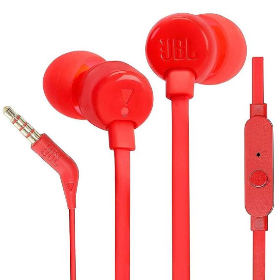 JBL T110 RED IN-EAR HEADPHONES, 20HZ-20KHZ, MICROPHONE, REMOTE, CABLE, JBLT110RED