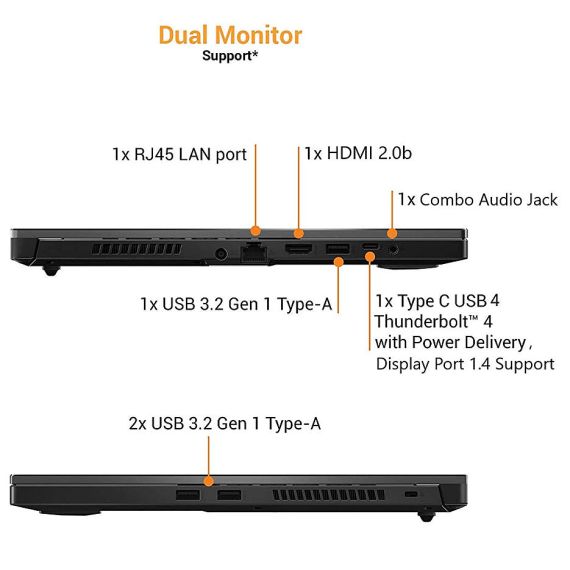 НОУТБУК 15.6" ASUS TUF DASH F15 FX516PE, INTEL I5-11300H 3.1-4.4GHZ/8GB DDR4/M.2 NVME 512GB SSD/GEFORCE RTX3050TI 4GB GDDR6/WIFI 6 802.11AX/BT5.1/USB TYPE C/HDMI/BACKLIT RGB KEYBOARD/15.6" FHD IPS LED-BACKLIT 144HZ (1920X1080)/NOOS/GAMING FX516PE-HN004