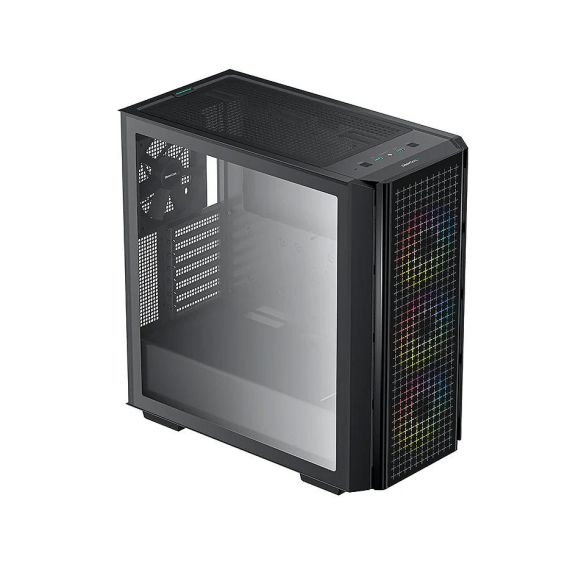 КОРПУС CASE MIDDLETOWER DEEPCOOL CG540 ATX BLACK, NO PSU, SIDE PANEL TEMPERED GLASS,  2XUSB3.0,  AUDIO X 1/MIC X 1, PRE-INSTALLED LED FANS: FRONT 3X120MM, REAR 1X140MM