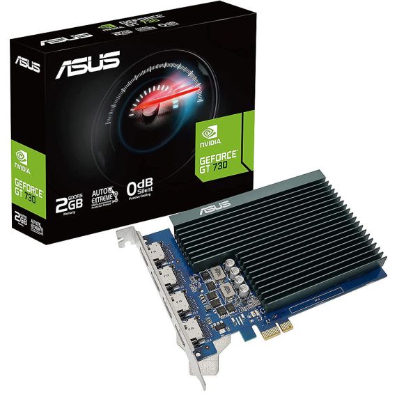 ВИДЕОКАРТА ASUS GT730-4H-SL-2GD5, GEFORCE GT730 2GB GDDR5, 64-BIT, GPU/MEM CLOCK 927/5010MHZ, PCI-EXPRESS 2.0, 4 DISPLAY SUPPORT, 4 X HDMI 1.4B (PLACA VIDEO/ВИДЕОКАРТА)