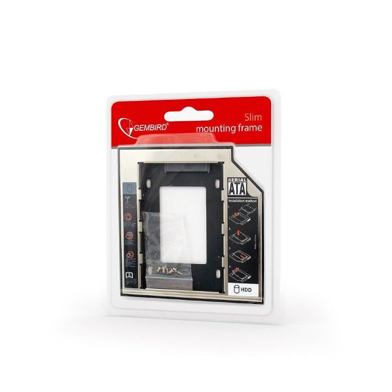 CADDY GEMBIRD MF-95-01 UNIVERSAL SATA 3.0 2ND HDD 9.5MM FOR 2.5" SSD CASE HDD ENCLOSURE WITH LED FOR LAPTOP DVD CD ROM