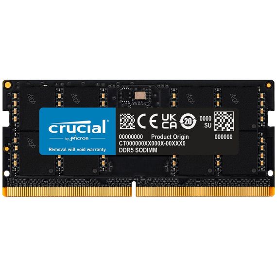 ОПЕРАТИВНАЯ ПАМЯТЬ 8GB SODIMM DDR5 CRUCIAL CT8G48C40S5 PC5-38400 4800MHZ CL40, 1.1V