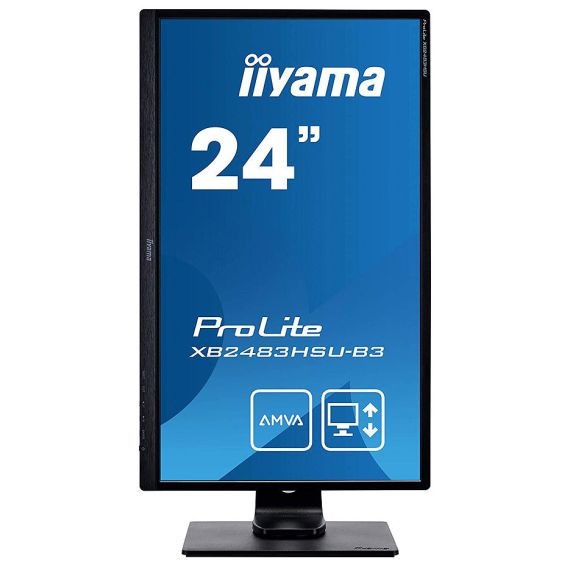 МОНИТОР 23.8 IIYAMA PROLITE XB2483HSU-B3 AMVA LED BORDERLESS 75HZ MONITOR WIDE 16:9, 0.275, 4MS, SPEAKERS 2X2W, HAS + PIVOT, ADVANCED CONTRAST 80M:1, STATIC CONTRAST 3000:1, H:30-80KHZ, 1920X1080 FULL HD, USB HUB, HDMI/DISPLAY PORT/VGA, TCO03