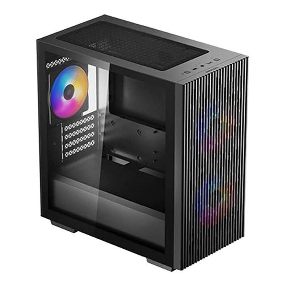 КОРПУС CASE MIDDLETOWER DEEPCOOL MATREXX 40 3FS MICRO-ATX BLACK NO PSU, SIDE WINDOW, 1XUSB3.0/ 1XUSB2.0/ AUDIO PRE-INSTALLED: 3X120MM TRI-COLOR FAN