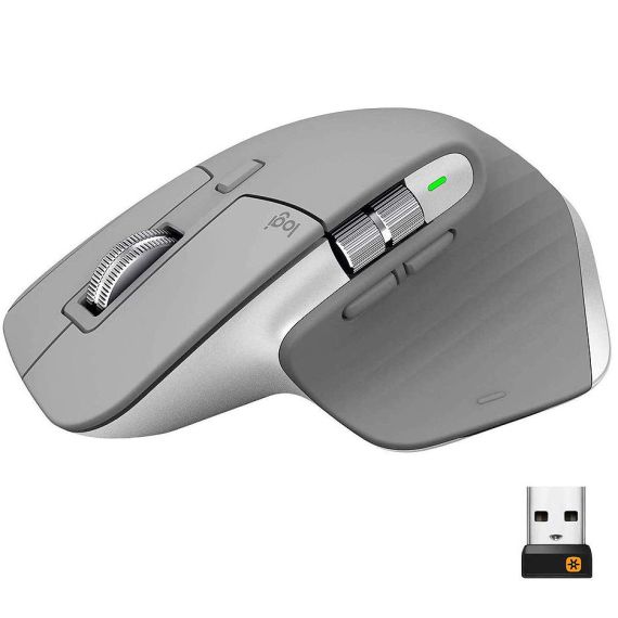 МЫШЬ БЕСПРОВОДНАЯ LOGITECH MX MASTER 3 GREY WIRELESS MOUSE, 2.4GHZ WIRELESS+BLUETOOTH, DARKFIELD HIGH PRECISION, USB UNIFYING RECEIVER, RECHARGEABLE LI-PO (500 MAH) BATTERY, 910-005695 (MOUSE FARA FIR/БЕСПРОВОДНАЯ МЫШЬ)