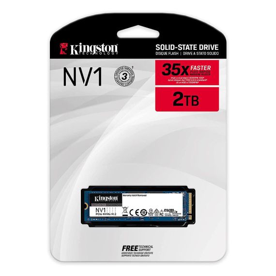 SSD НАКОПИТЕЛЬ 2TB SSD M.2 TYPE 2280 PCIE NVME 3.0 X4 KINGSTON NV1 SNVS/2000G, READ 2100MB/S, WRITE 1700MB/S