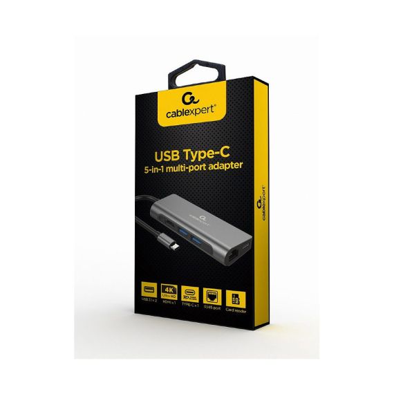 GEMBIRD  A-CM-COMBO5-01, USB TYPE-C 5-IN-1 MULTI-PORT ADAPTER