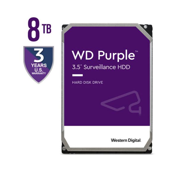 3.5" HDD 8.0TB WESTERN DIGITAL  PURPLE, 5640RPM, 128MB, SATAIII (FOR VIDEO)  WD84PURZ