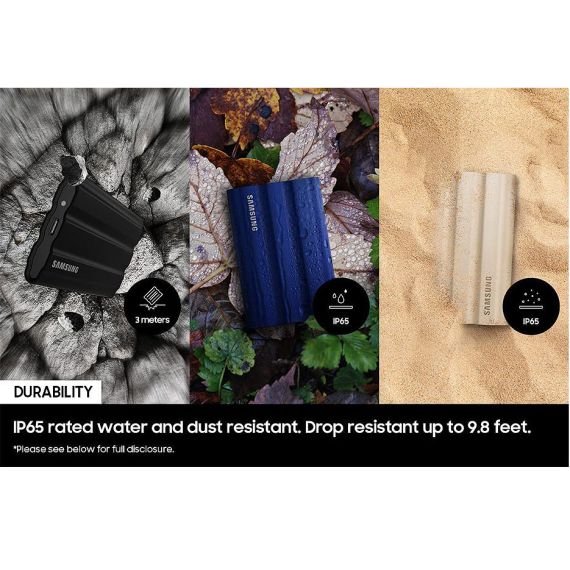 1TB SAMSUNG PORTABLE SSD T7 SHIELD MU-PE1T0S/EU EXTERNAL SSD, BLACK, WATER & DUST PROOF IP65, READ 1050 MB/S, WRITE 1000 MB/S, SHOCK RESISTANCE, USB 3.2 GEN.2