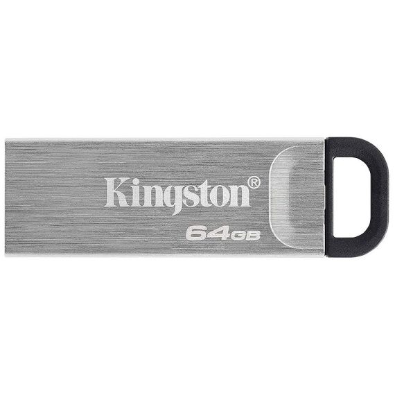 ПАМЯТЬ USB FLASH 64GB FLASH DRIVE KINGSTON DTKN/64GB DATATRAVELER KYSON SILVER, METAL CASING, USB3.2,  COMPACT AND LIGHTWEIGHT