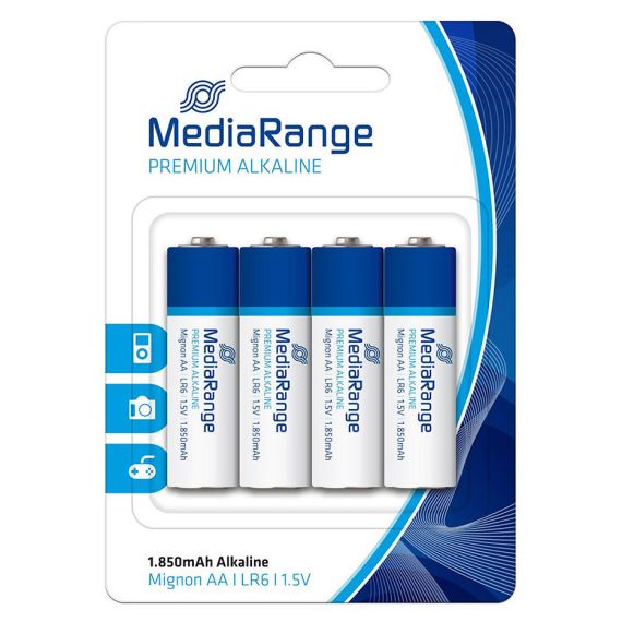 БАТАРЕЙКИ MEDIARANGE PREMIUM ALKALINE BATTERIES MIGNON AA LR6 1.5V PACK 4 PCS