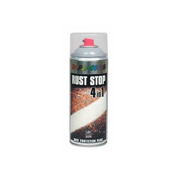 КРАСКА АЭРОЗОЛЬНАЯ ПО РЖАВЧИНЕ DUPLI COLOR 868344 RUST STOP RAL 9006 400 МЛ