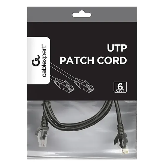 PATCH CORD CABLEXPERT PP6U-1M/BK, CAT6 UTP, 1M, NEGRU