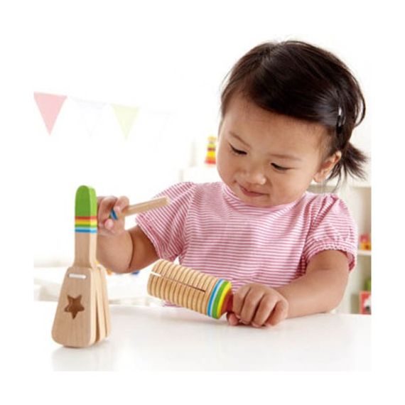 HAPE E0301A ДЕРЕВЯННАЯ ИГРУШКА ПОГРЕМУШКА - НАБОР ДЕРЕВЯННЫХ МУЗЫКАЛЬНЫХ ИНСТРУМЕНТОВ
