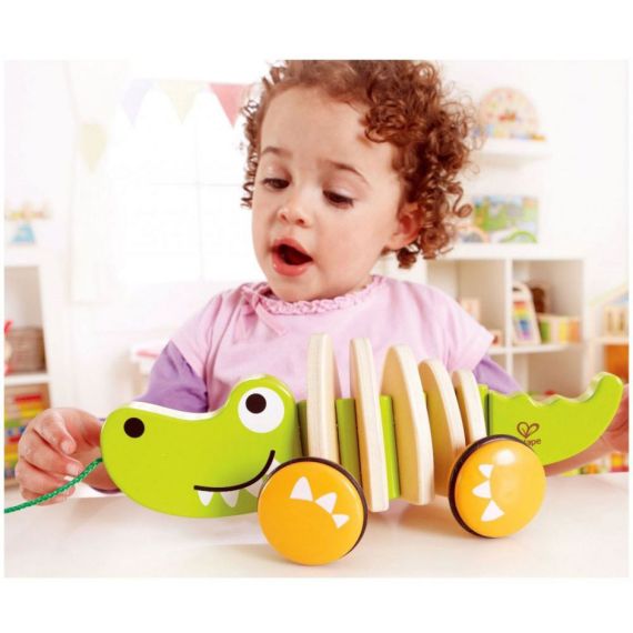 HAPE E0348A ДЕРЕВЯННАЯ ИГРУШКА КАТАЛКА "КРОКОДИЛ" WALK-A-LONG CROCODILE/FSC