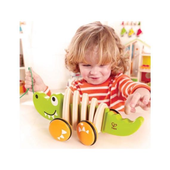 HAPE E0348A ДЕРЕВЯННАЯ ИГРУШКА КАТАЛКА "КРОКОДИЛ" WALK-A-LONG CROCODILE/FSC
