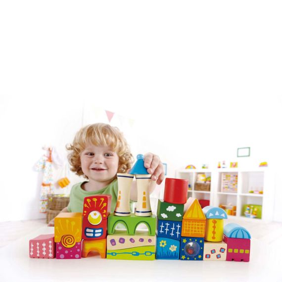 HAPE E0418A ДЕРЕВЯННАЯ ИГРУШКА - КОНСТРУКТОР "ЗАМОК" ИЗ КУБИКОВ