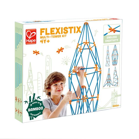 HAPE E5566A ДЕРЕВЯННАЯ ИГРУШКА FLEXISTIX - СТРОИТЕЛЬНЫЙ КОМПЛЕКТ. КОНСТРУКТОР:  МУЛЬТИ БАШНЯ