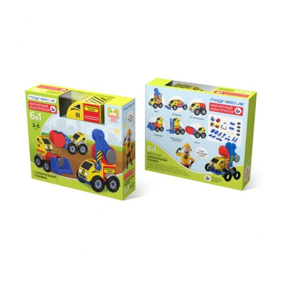 MAGNETICUS BLO-002-04 РАЗВИВАЮЩИЙ НАБОР / КОНСТРУКТОР МАГНИТНЫЙ MAGNETICUS 6 В 1 СТРОИТЕЛЬНАЯ ТЕХНИКА